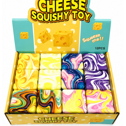 Antistresinis „Cheese Squishy“ žaislas – spalvotas kubelis Antistresinis „Cheese Squishy“ žaislas – spalvotas kubelis