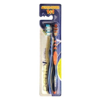 DENTAL dantų šepetukas Total clean, medium, 2 vnt DENTAL dantų šepetukas Total clean, medium, 2 vnt