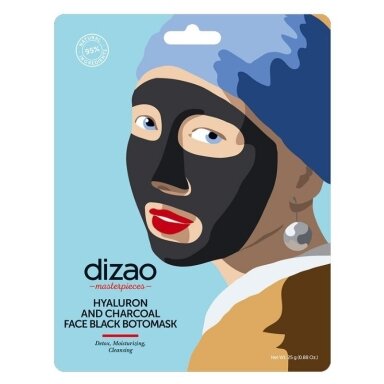 DIZAO MASTERPIECES kaukė veidui juodoji su hialuronu ir anglimi, 25 g