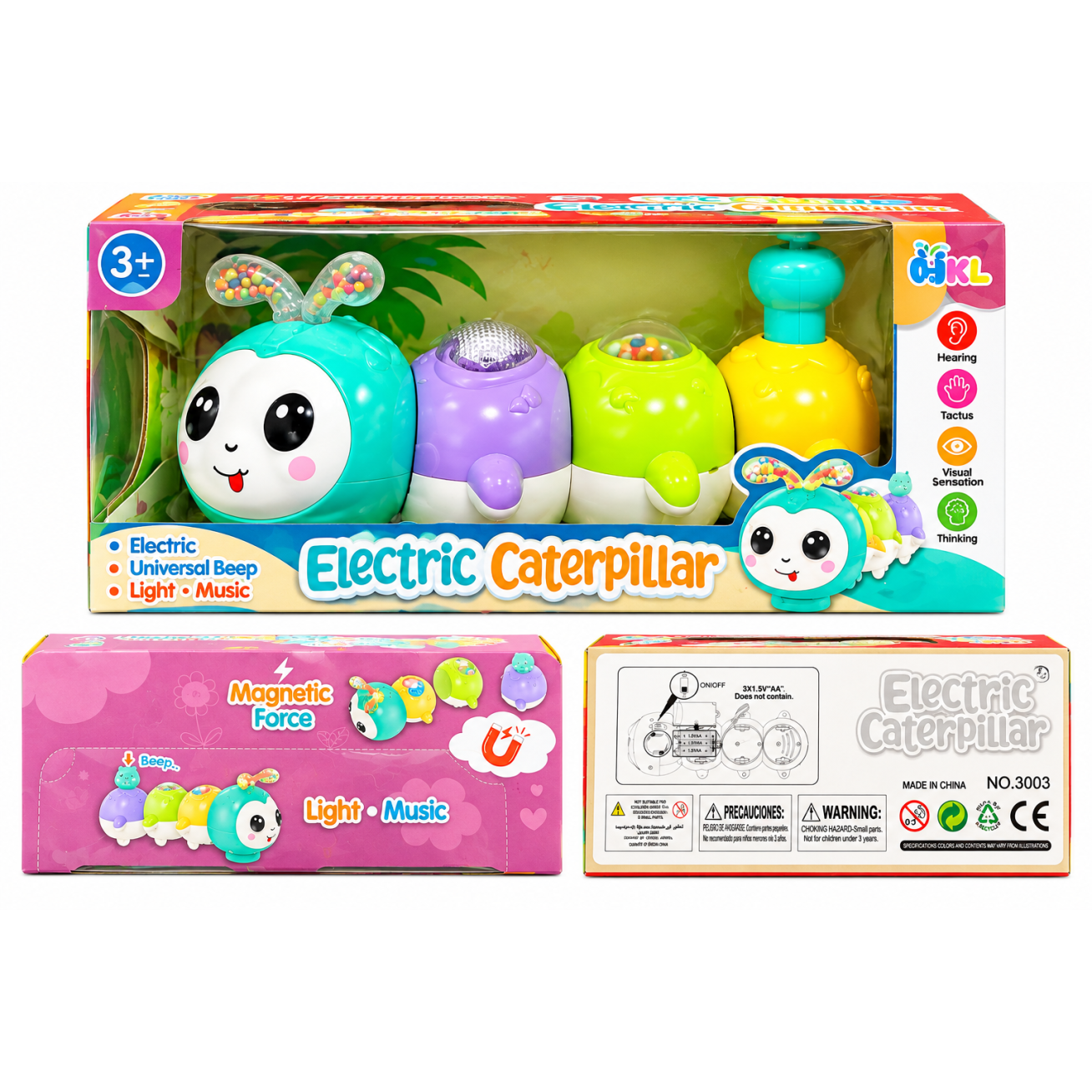 Elektrinis muzikinis vikšrelis „Electric Caterpillar“ su šviesomis