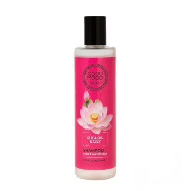 GOOD MOOD plaukų šampūnas suteikiantis žvilgesio ir glotnumo Shea Oil & Lily, 280 ml GOOD MOOD plaukų šampūnas suteikiantis žvilgesio ir glotnumo Shea Oil & Lily, 280 ml
