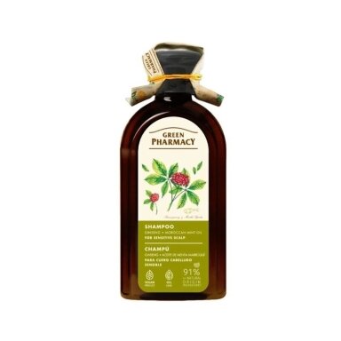GREEN PHARMACY plaukų šampūnas jautriai galvos odai Ženšenis ir Maroko mėtos aliejus, 350 ml GREEN PHARMACY plaukų šampūnas jautriai galvos odai Ženšenis ir Maroko mėtos aliejus, 350 ml