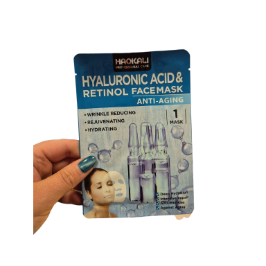 Haokali Professional Care lakštinė veido kaukė su hialurono rūgštimi ir retinoliu – 30 ml