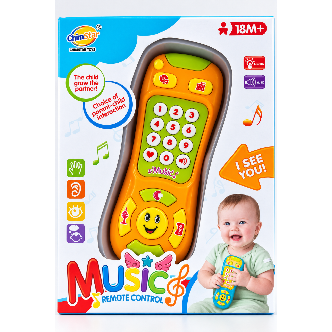 Interaktyvus muzikinis nuotolinio valdymo pultelis vaikams „ChimStar“, 18 mėn.+