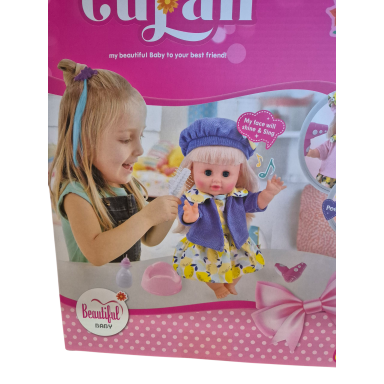 Interaktyvi lėlė „Cufan“ su priedais (šlapinasi, groja, šukuojama)