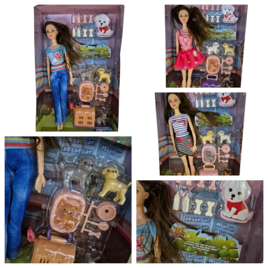 Lėlytė su gyvūnėlių priežiūros rinkiniu (modelis parenkamas atsitiktinai) Lėlytė su gyvūnėlių priežiūros rinkiniu (modelis parenkamas atsitiktinai)