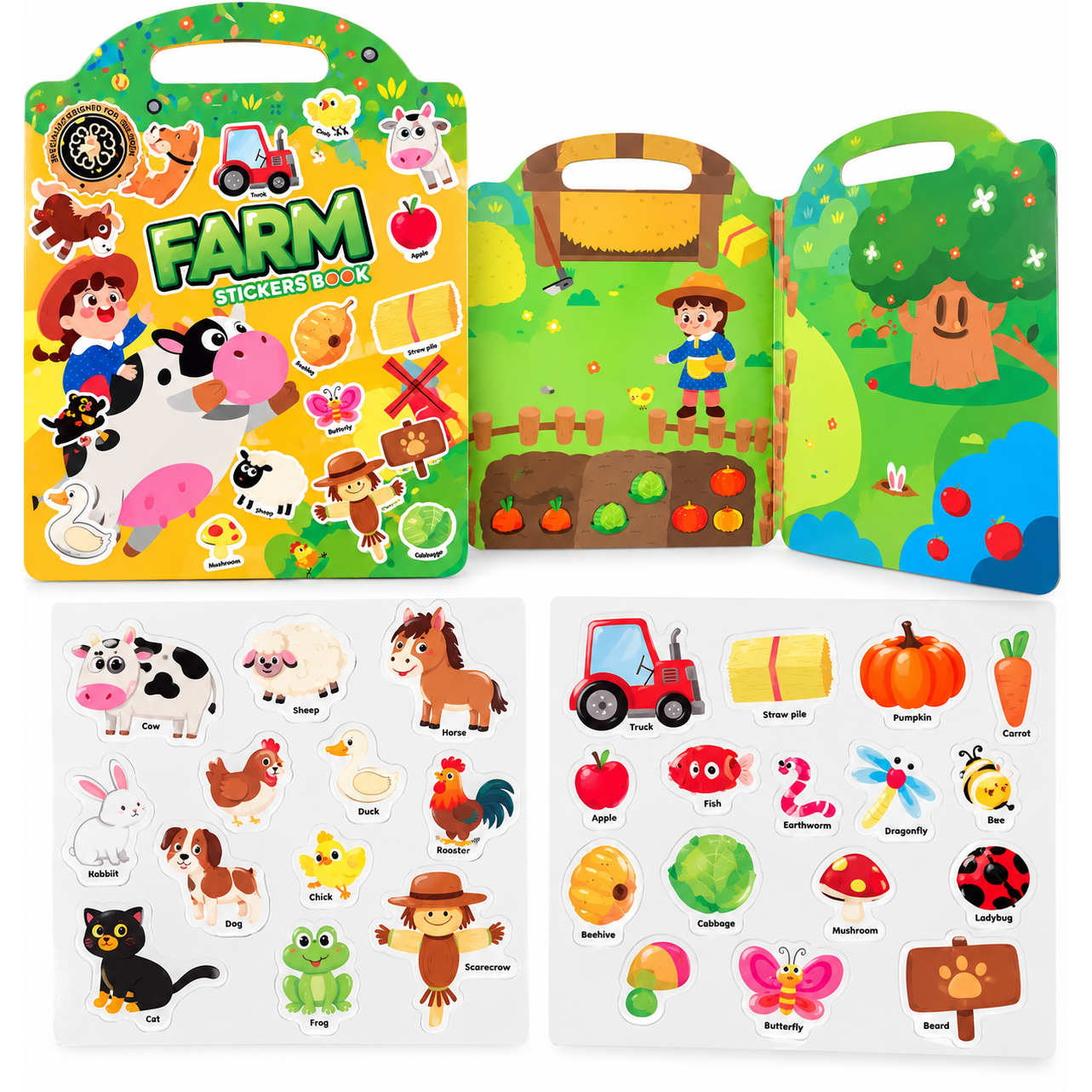 Lipdukų knygelė „Farm Stickers Book“ – Ūkis, 3+ Lipdukų knygelė „Farm Stickers Book“ – Ūkis, 3+
