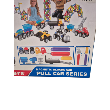 Magnetinių blokų mašinėlė – konstruktorius „Pull Car Series“