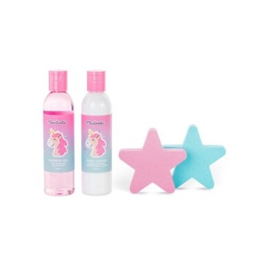 MARTINELIA vonios rinkinys Little Unicorn (200 ml dušo želė, 200 ml kūno losjonas, 2x100 g vonios burbulai)