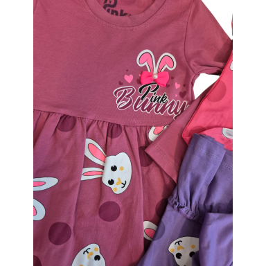 Mergaičių suknelė „Little Bunny“ su  kaspinėliu