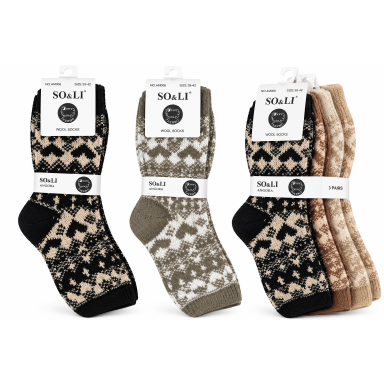 Moteriškos šiltos kojinės SO&LI THERMO – 3 porų rinkinys, MIX spalvos, 39–42 ir 35-38