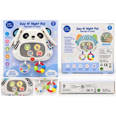 Muzikinis žaislas kūdikiui „Day N’ Night Pal Panda“ su veidrodėliu, šviesomis ir melodijomis