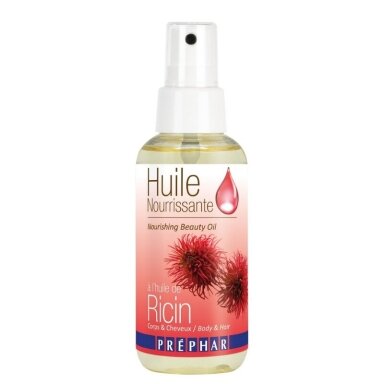 PRÉPHAR maitinamasis ricinos aliejus kūnui ir plaukams, 100 ml PRÉPHAR maitinamasis ricinos aliejus kūnui ir plaukams, 100 ml