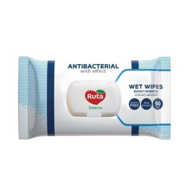 RUTA drėgnos servetėlės antibakterinės su vožtuvu Selecta 50 vnt 12/98 RUTA drėgnos servetėlės antibakterinės su vožtuvu Selecta 50 vnt 12/98