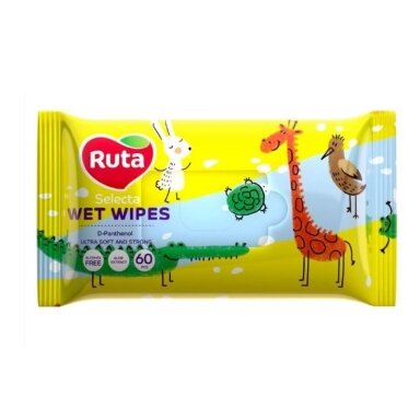 RUTA drėgnos servetėlės su alijošiaus ekstraktu Selecta, 60 vnt RUTA drėgnos servetėlės su alijošiaus ekstraktu Selecta, 60 vnt