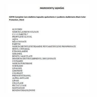 SOFIN Complete Care skalbimo kapsulės spalvotiems ir juodiems skalbiniams Black Color Protection, 24vnt