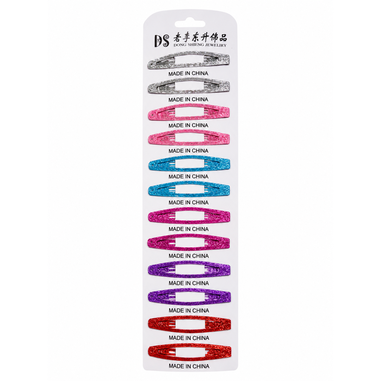 Spalvotų  blizgių segtukų rinkinys (12vnt)