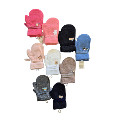 Vaikiškos kumštinės pirštinės su raištukais (13 cm, 1–3 m.)